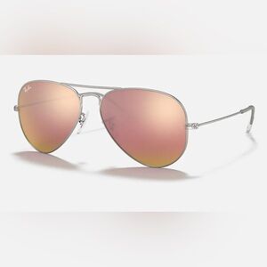 Ray-Ban Aviator Sunglasses RB3025 019/22 62mm Matte Silver with Pink BRAND NEW